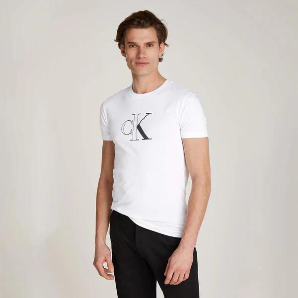Calvin Klein Mens Outline Monologo Tee White