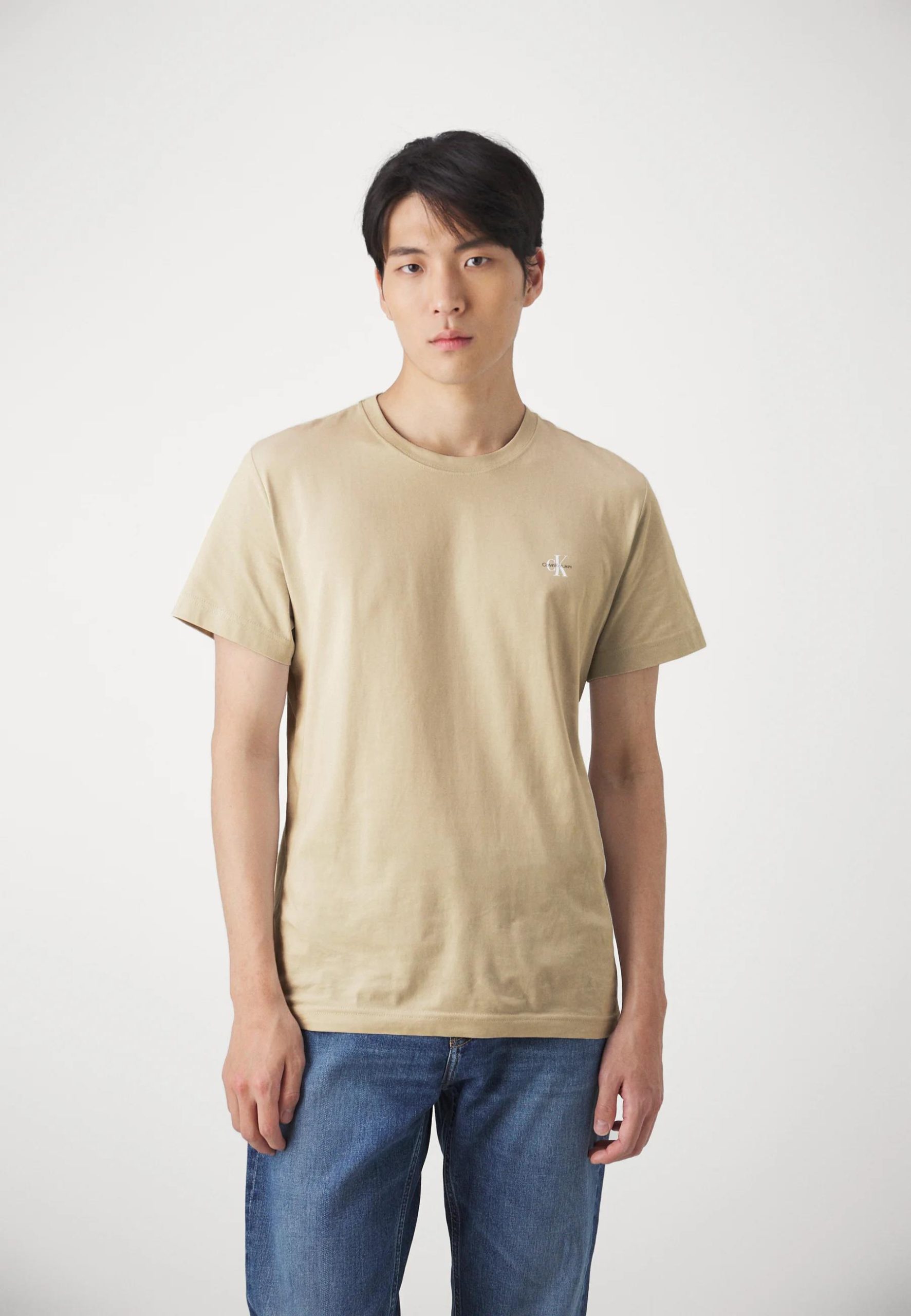 Calvin Klein Mens Mono Logo Short Sleeve Tee Brown