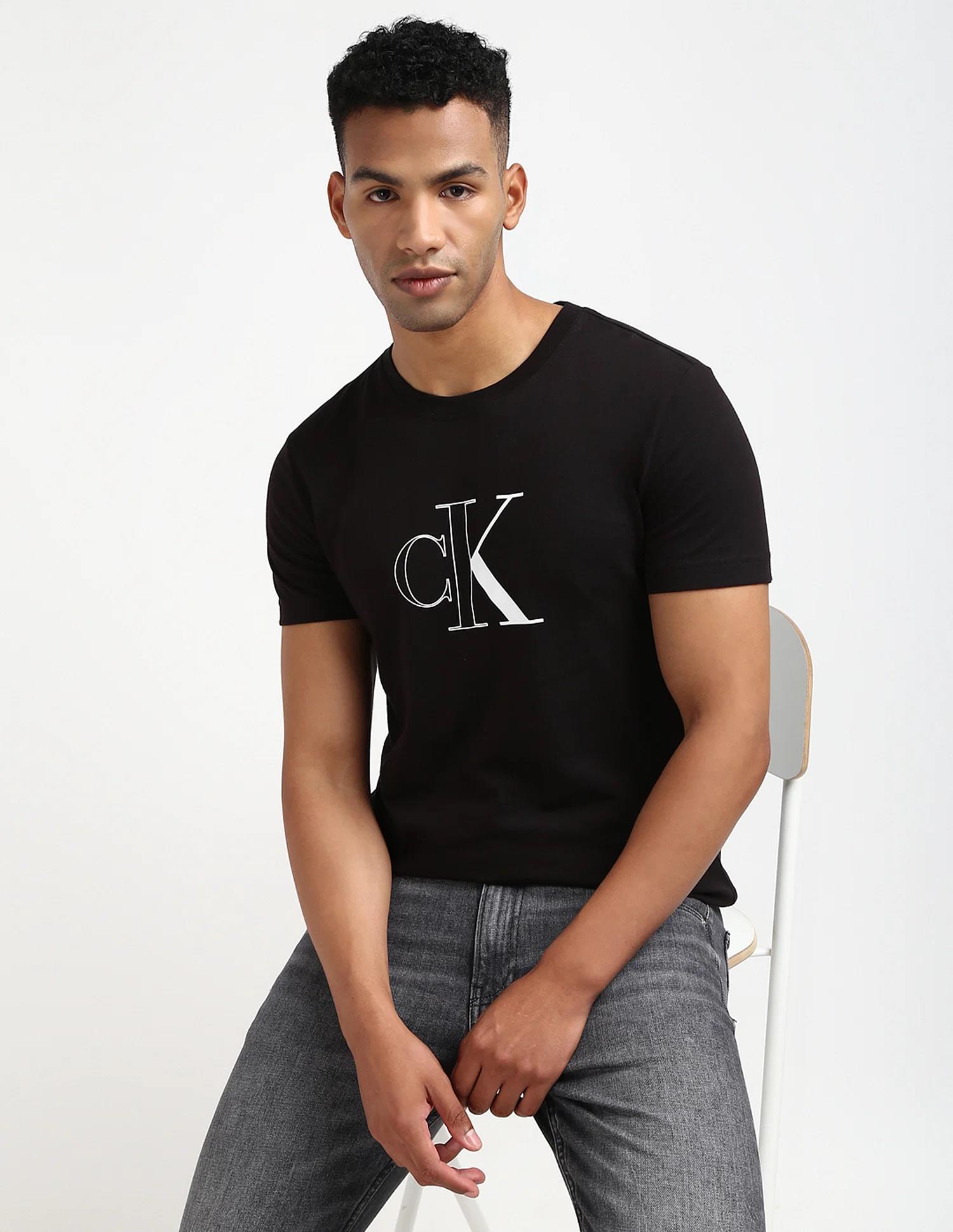 Calvin Klein Mens Outline Monologo Tee Black