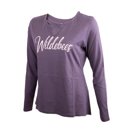 Wildebees Womens Cross Neck Hi Lo Slub Swing Tee Graphite