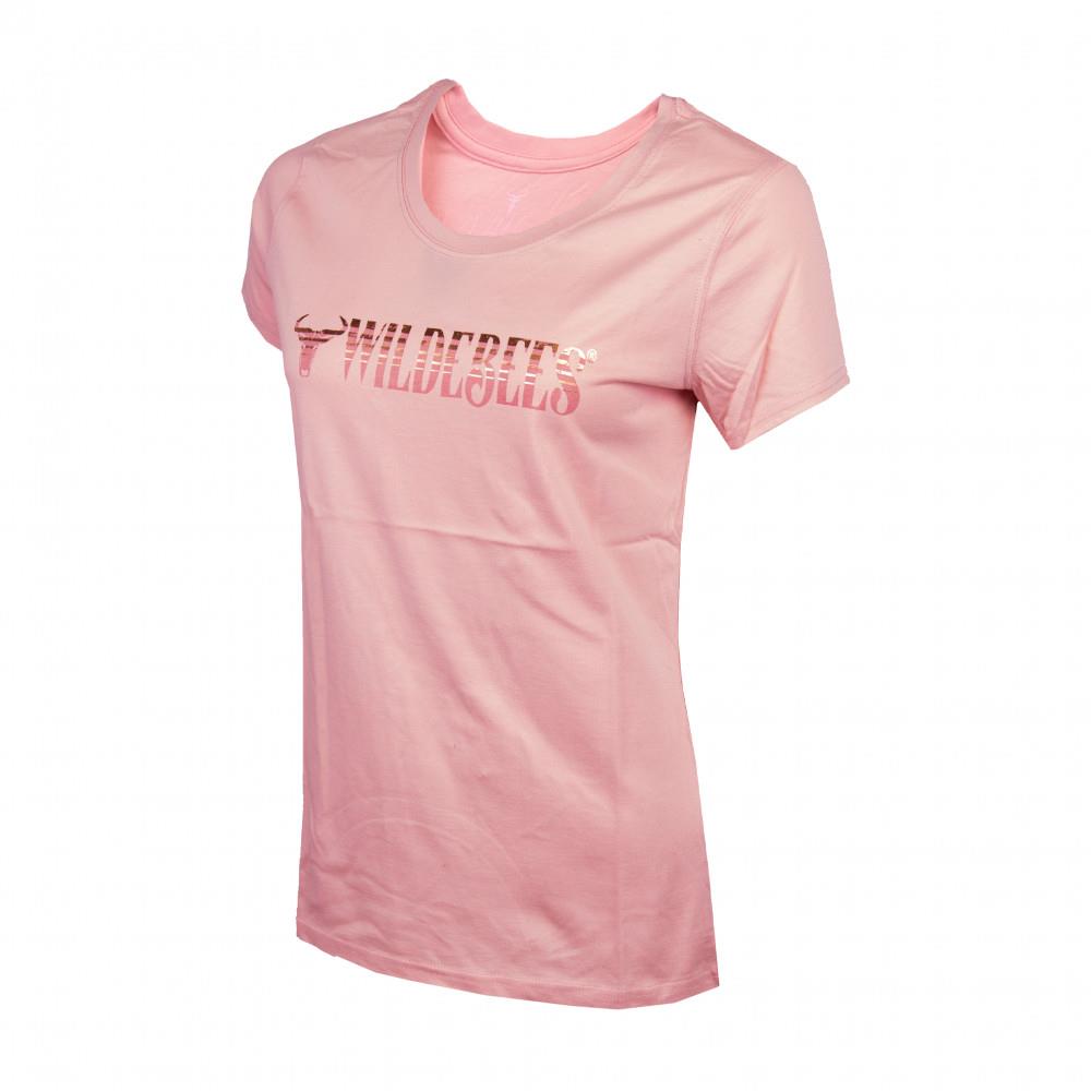 Wildebees Womens Glam Slogan Short Sleeve Tee Pearl Shimmer