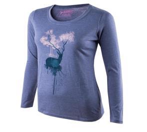 Wildebees Womens Long Sleeve Impala Tree Tee Marine Mel