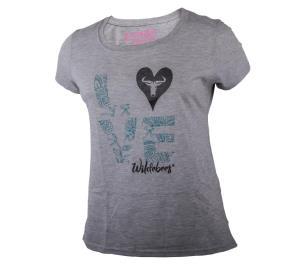 Wildebees Womens Love Short Sleeve Tee Grey Mel