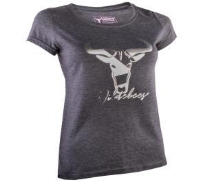 Wildebees Ladies Geo Foil Short Sleeve Tee Charcoal Mel