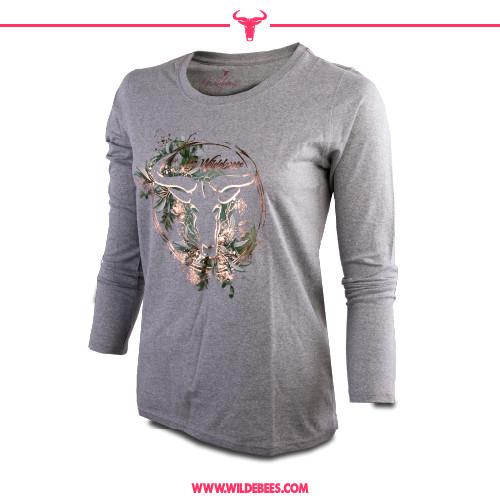Wildebees Womens Looking Glass Long Sleeve Tee Grey Melange