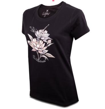 Wildebees Womens Flying Lotus Short Sleeve Tee Black