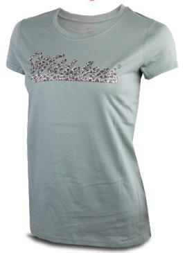 Wildebees Womens Leopard Swoosh Short Sleeve Tee Pistachio