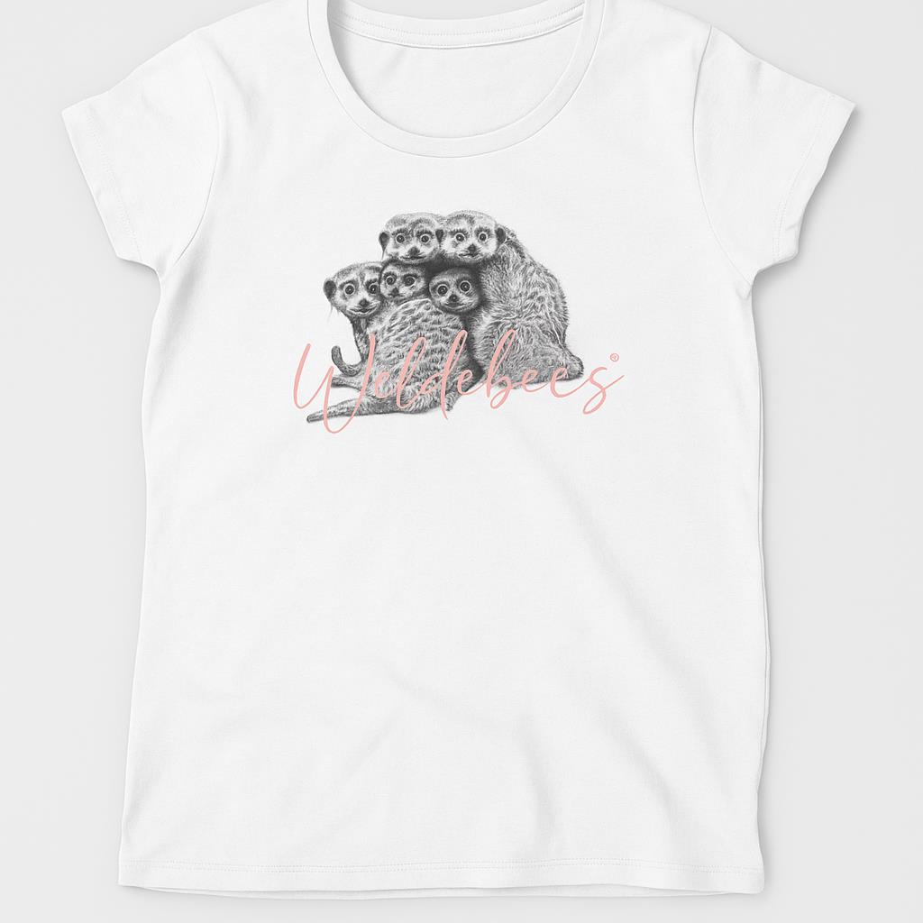 Wildebees Womens Meerkat Family Tee White