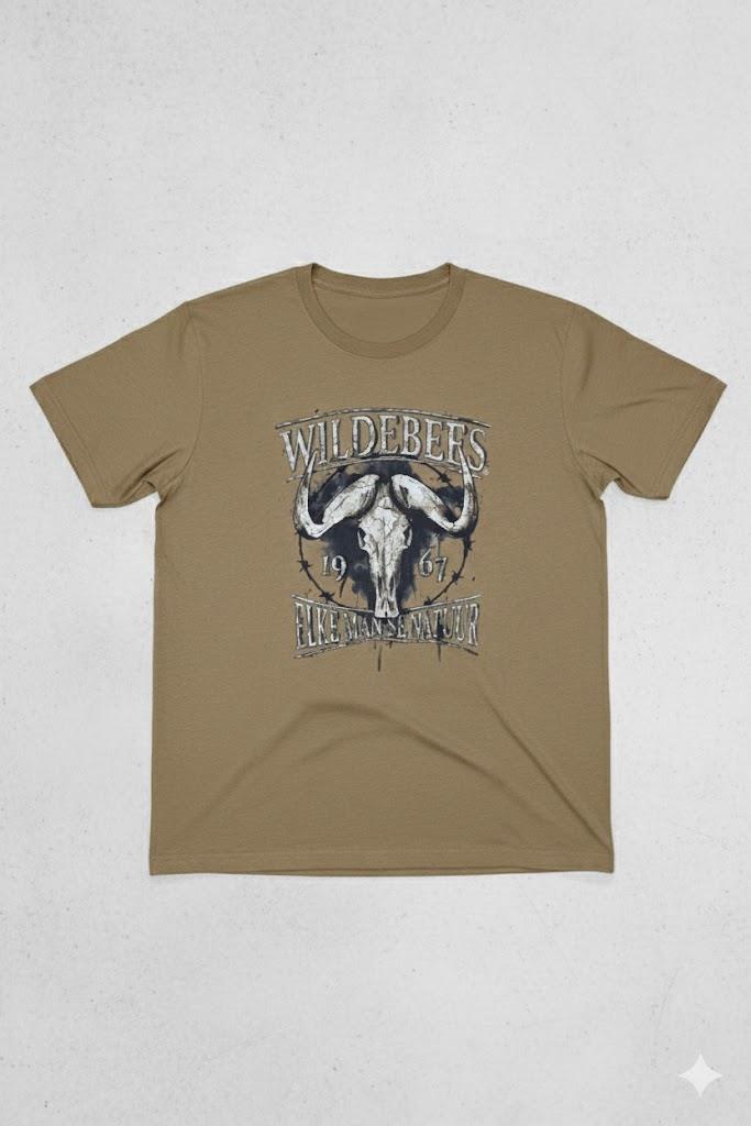 Wildebees Mens Crackle Skull Short Sleeve Tee Mustard