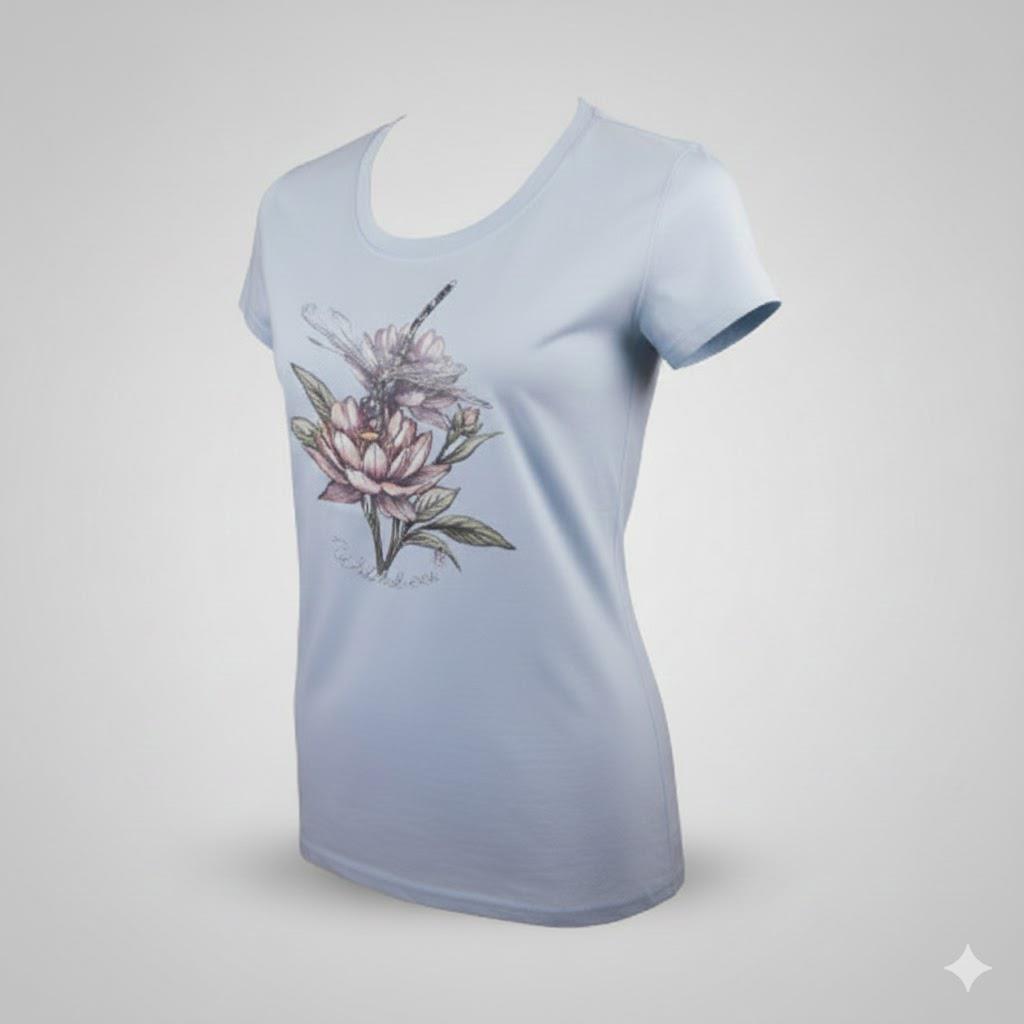 Wildebees Womens Flying Lotus Short Sleeve Tee Dewkist