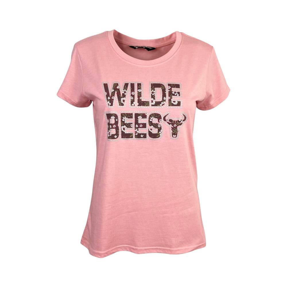 Wildebees Ladies Vintage Dots Short Sleeve Tee Blush Mel