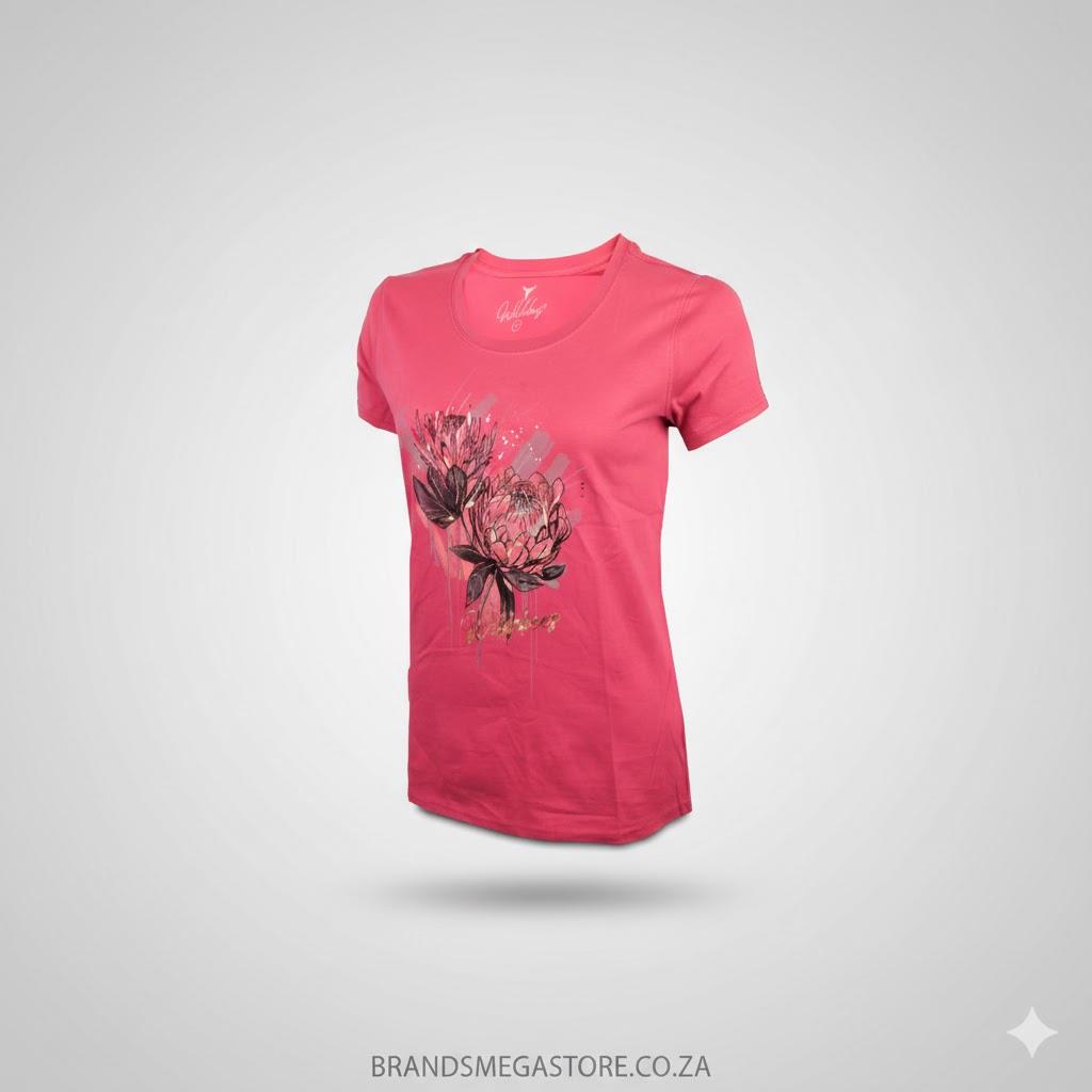Wildebees Womens Painterly Protea Tee Burnt Ruby