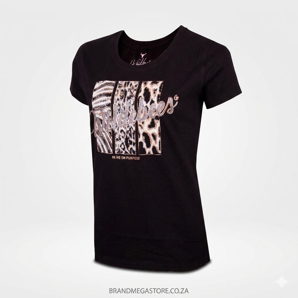 Wildebees Glitzy Gam Fur Tee Black