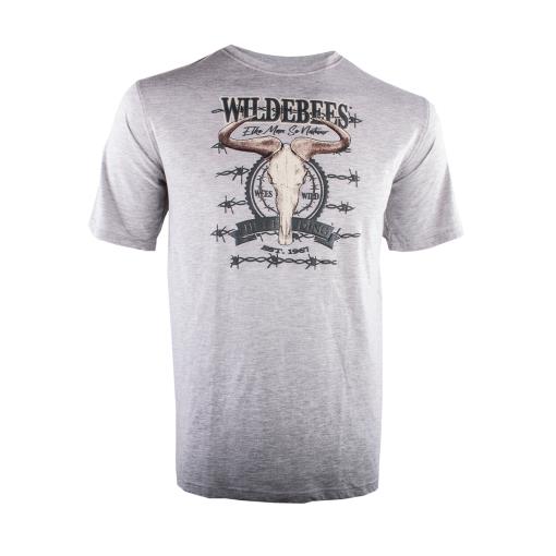 Wildebees Mens Barbed Skull Short Sleeve Tee Puff Grey Mel