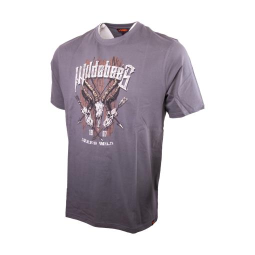 Wildebees Mens Tri Skull Tee Pewter