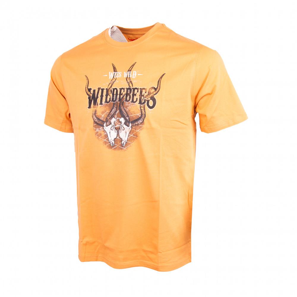 Wildebees Mens Fenced Skulls Short Sleeve Tee Corn