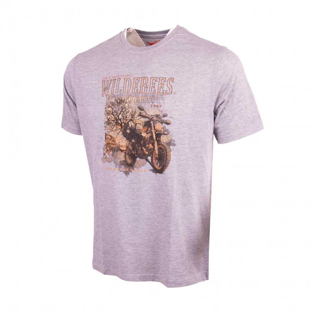 Wildebees Mens Africa Adventure Short Sleeve Tee Grey Mel