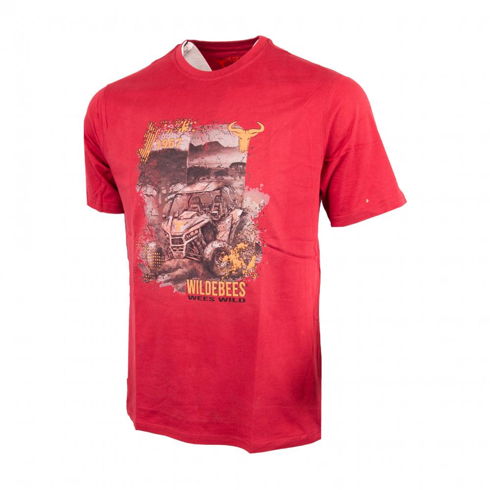 Wildebees Mens Extreme Mud Sling Short Sleeve Tee Carmine Red