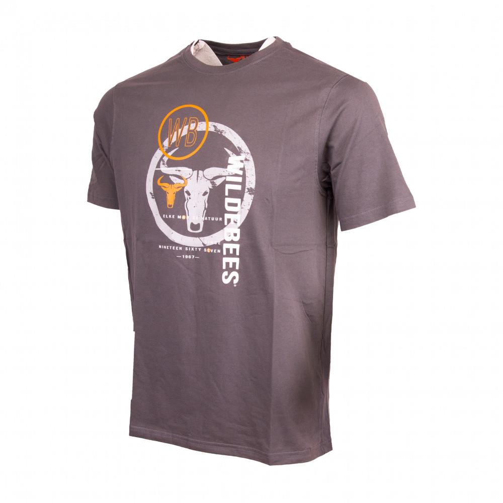 Wildebees Mens Overlay Text Short Sleeve Tee Pewter