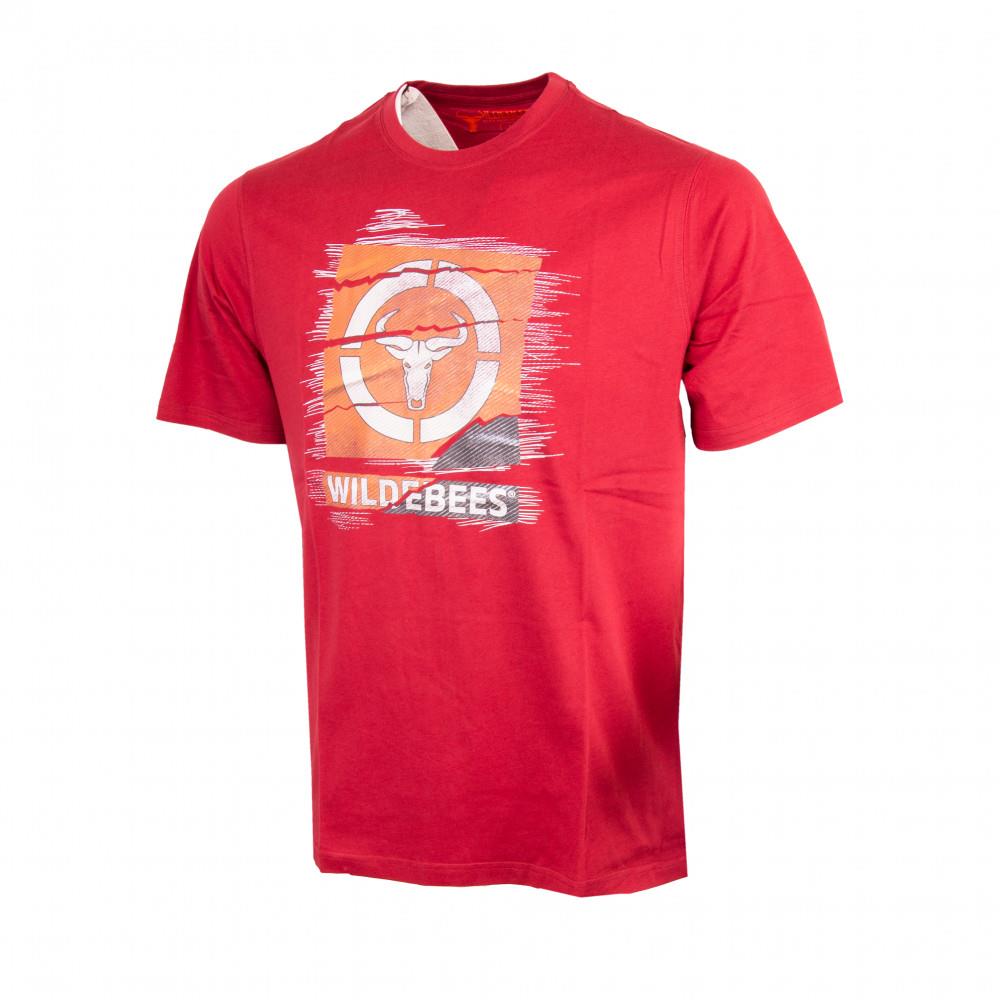 Wildebees Mens Torn Label Short Sleeve Tee Carmine Red