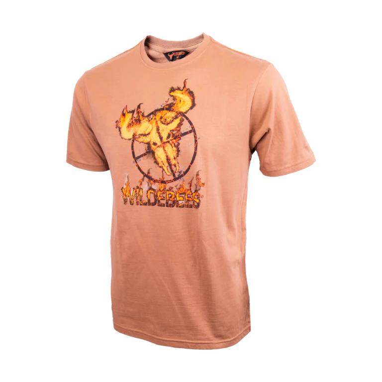Wildebees Mens Flame Target Short Sleeve Tee Camel