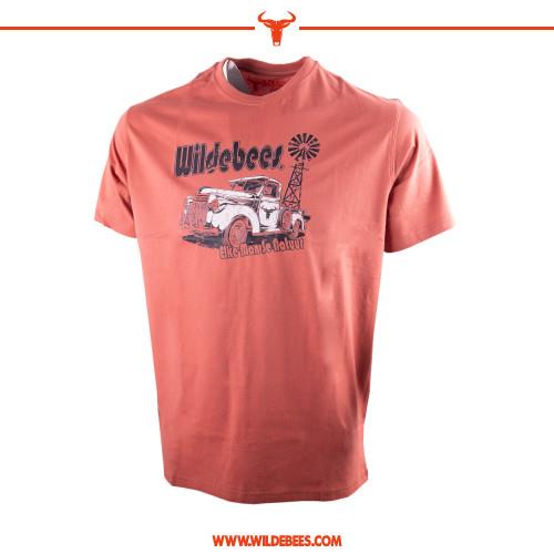 Wildebees Mens Farm Pick Up Short Sleeve Tee Burnt Rust