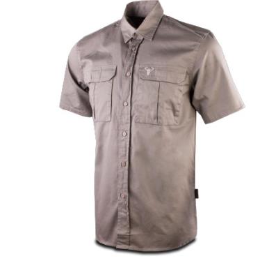 Wildebees Mens Cotton Short Sleeve Canvas Shirt Khak
