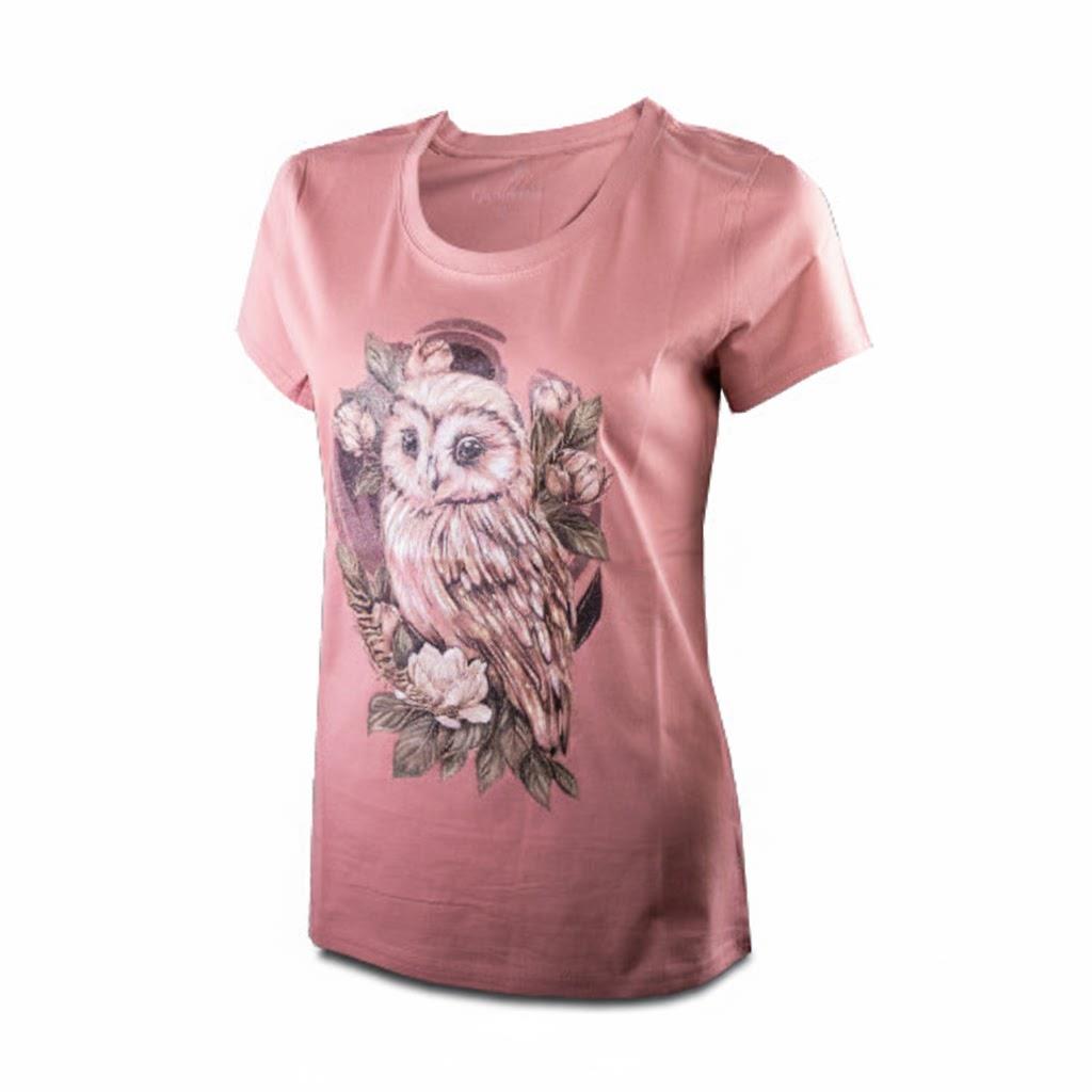 Wildebees Womens Barn Owl Short Sleeve Tee Cameo