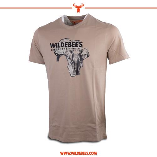 Wildebees Mens African Elephant Short Sleeve Tee Desert Sand