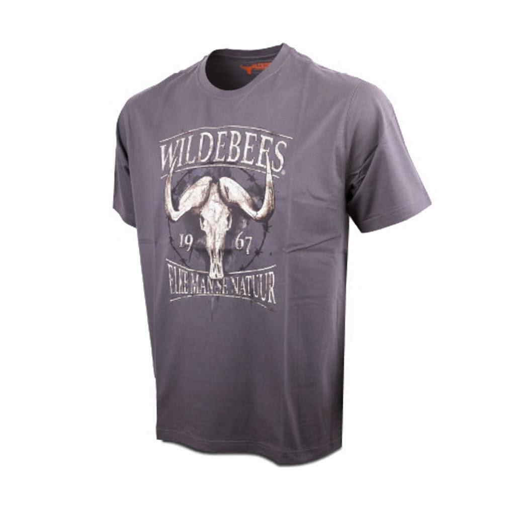 Wildebees Mens Crackle Skull Short Sleeve Tee Pewter