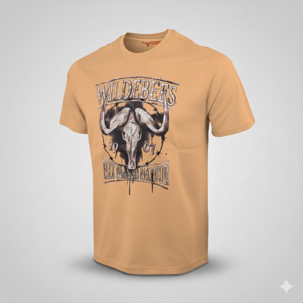 Wildebees Mens Crackle Skull Short Sleeve Tee Orange
