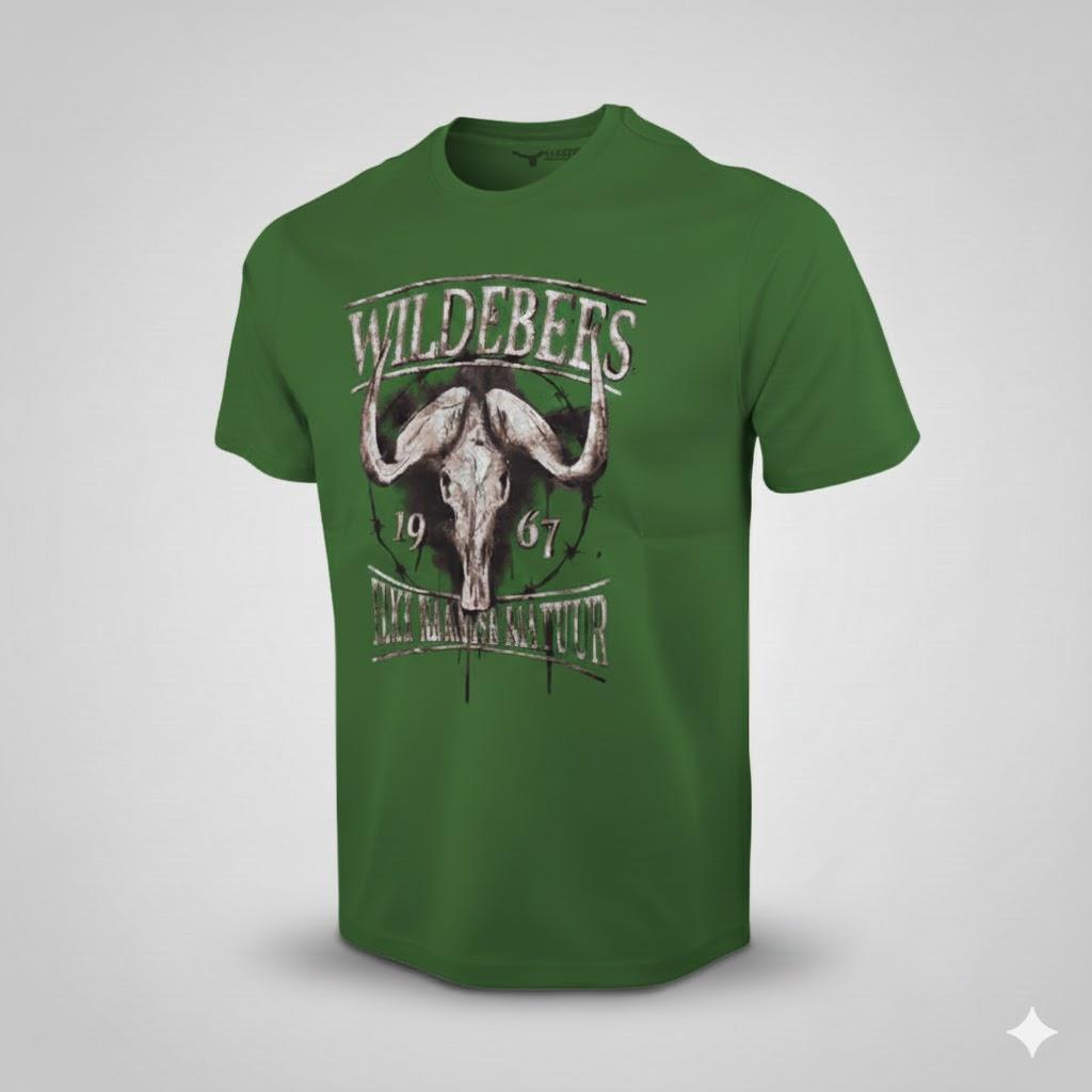 Wildebees Mens Crackle Skull Short Sleeve Tee Green