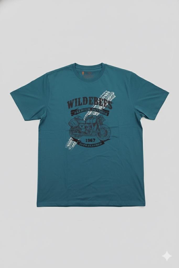 Wildebees Mens Adventure Bike Tee Blue