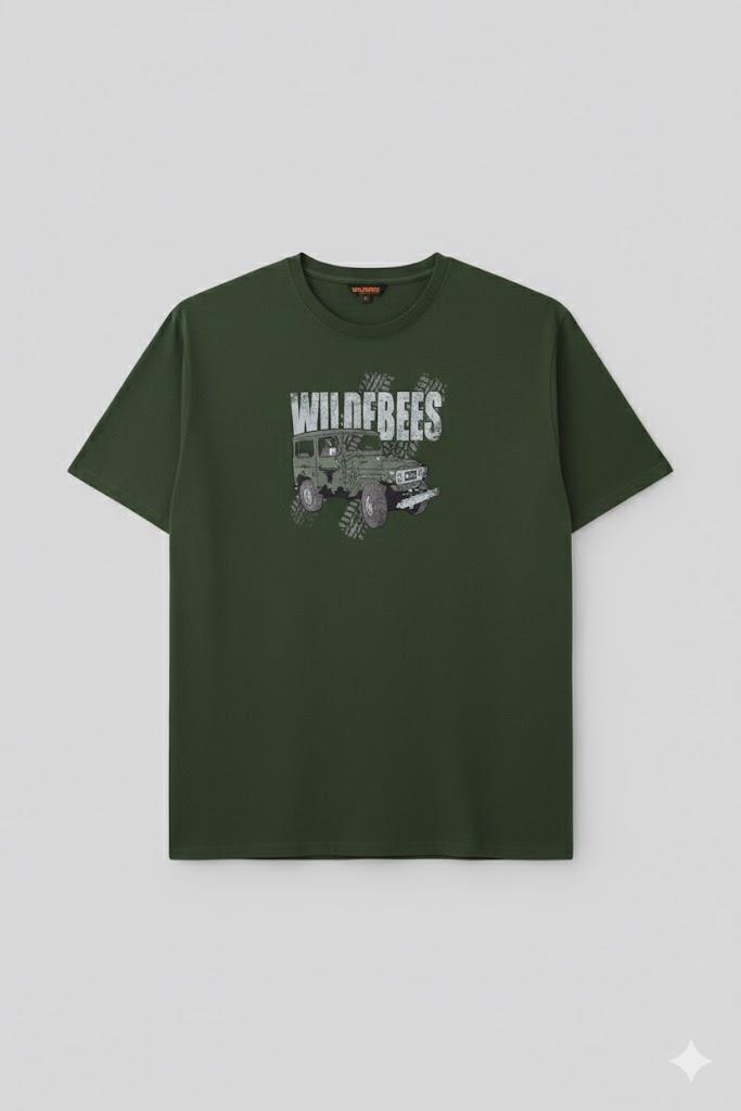 Wildebees Mens Adventure Car Tee Green