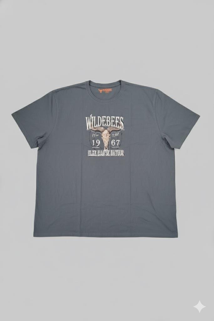 Wildebees Mens Horns Tee Grey