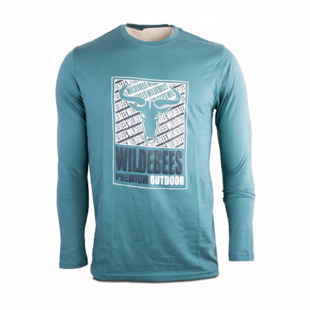 Wildebees Newspaper Logo Long Sleeve Tee Mineral Blue