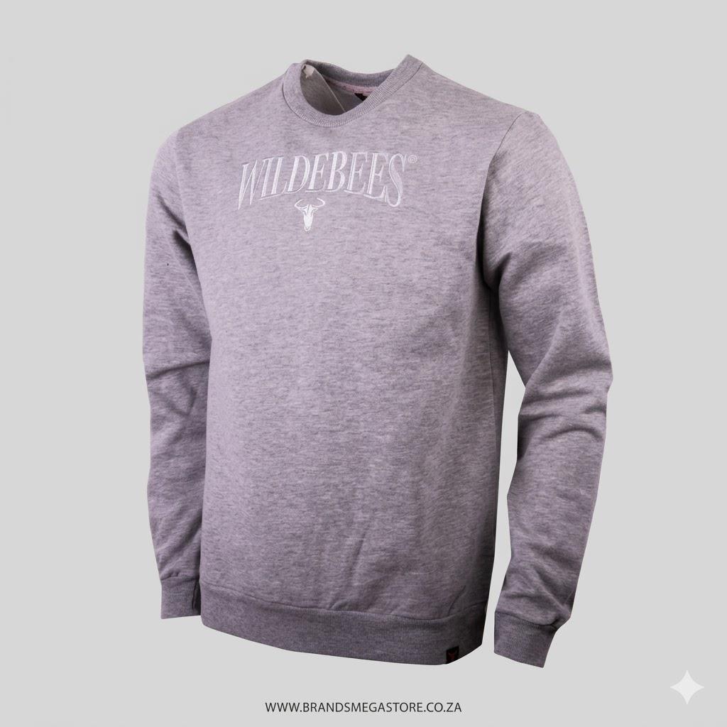 Wildebees Mens Embroid Crew Sweat Charcoal Mel