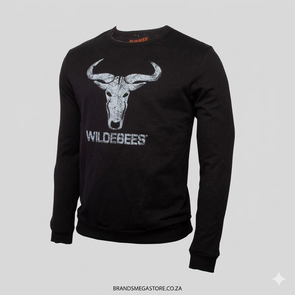 Wildebees Mens Embroid Crew Sweat Black