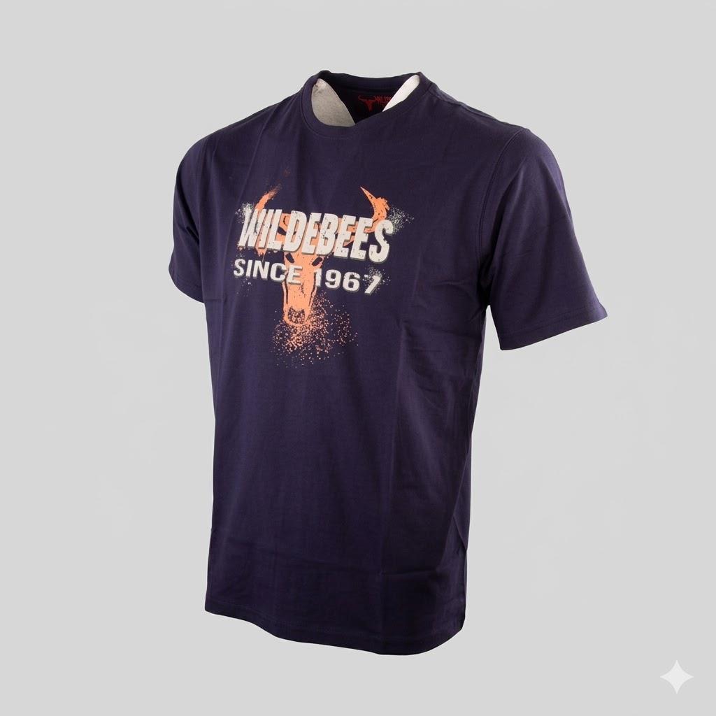 Wildebees Mens Scattered Logo Tee New Navy
