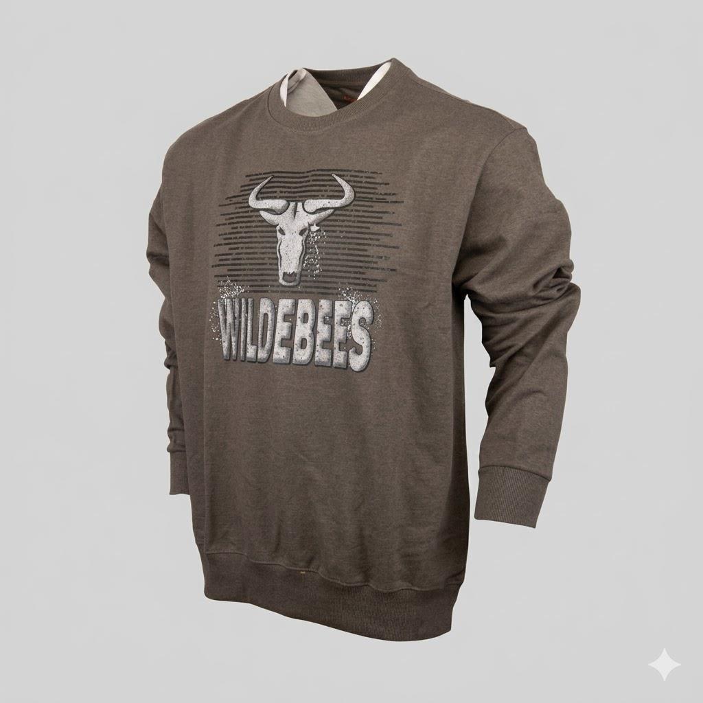 Wildebees Mens Concrete Crew Splatter Crew Sweater Light Olive Mel
