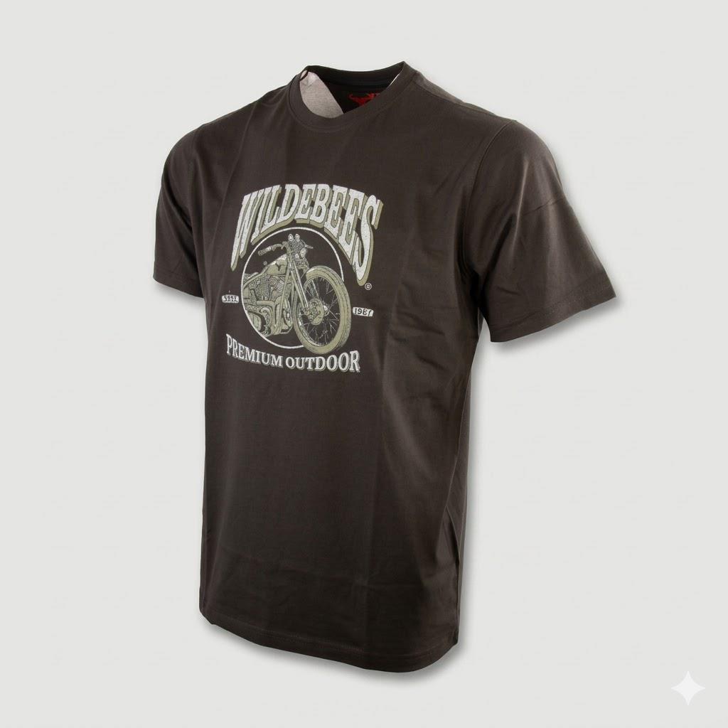 Wildebees Mens Retro Biker Tee Fatigue