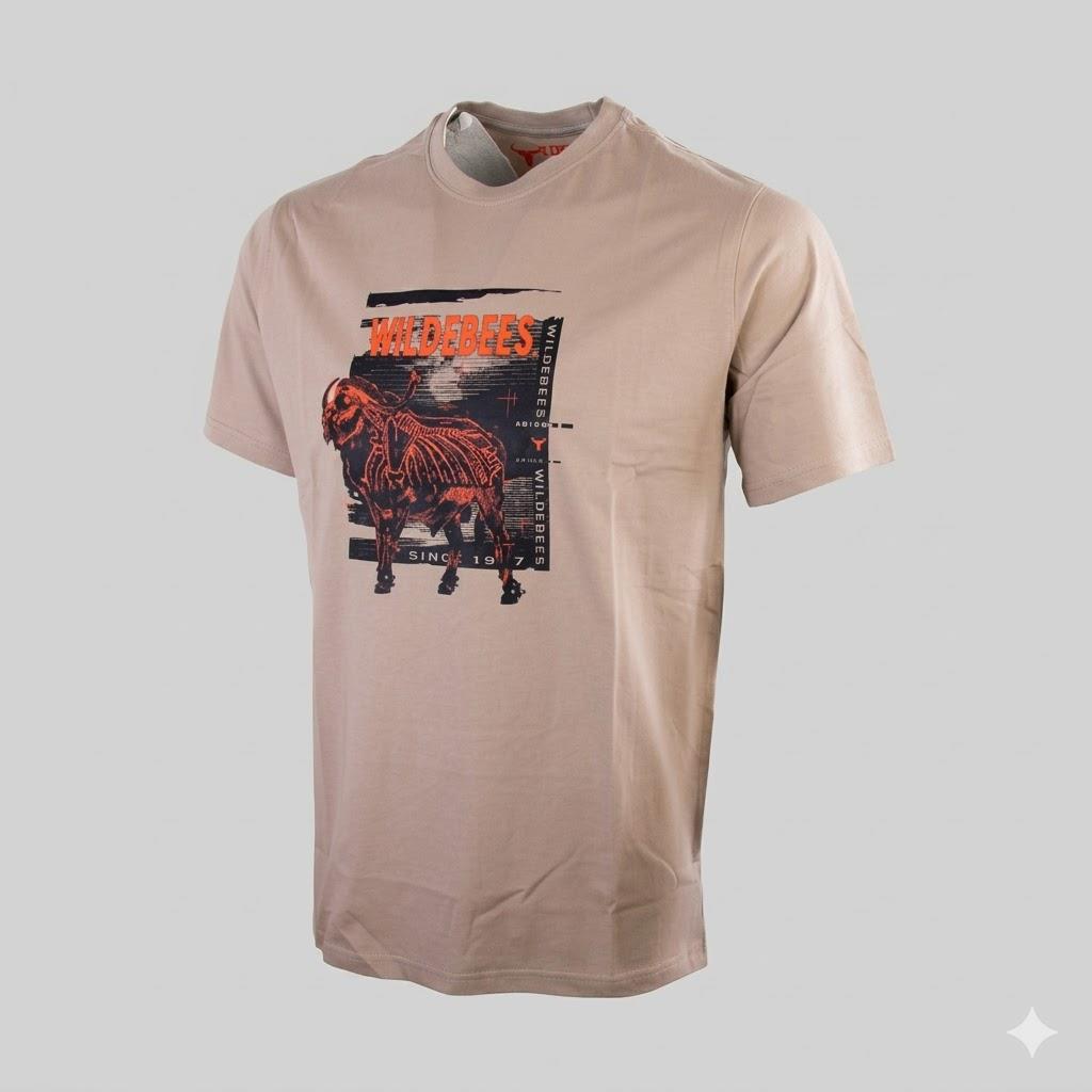 Wildebees Mens Digi Buffalo Anatomy Tee Desert Sand