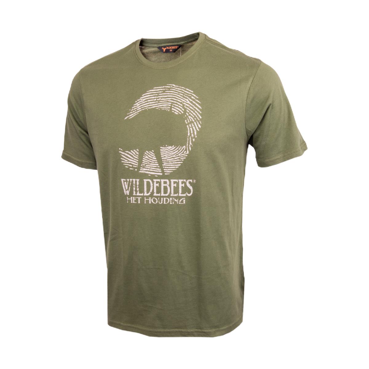 Wildebees Mens Finger Print Short Sleeve Tee Army