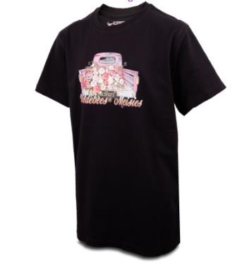Wildebees Girls Flower Truck Short Sleeve Tee Black