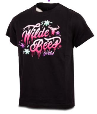 Wildebees Girls Paint Splash Short Sleeve Tee Black
