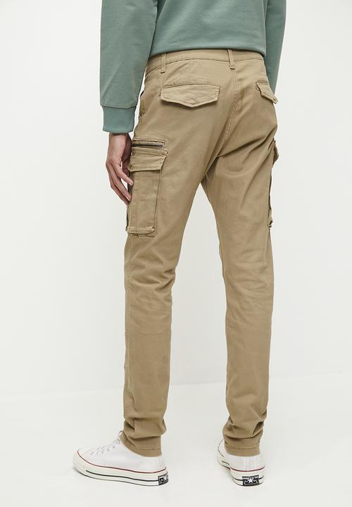 Pierre Cardin Mens Spring Long Cargo Pants Dark Khaki