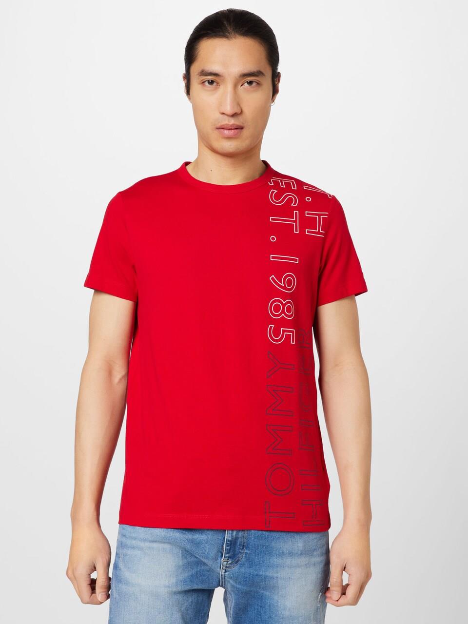 Tommy Hilfiger Mens Off Placement Tee Red
