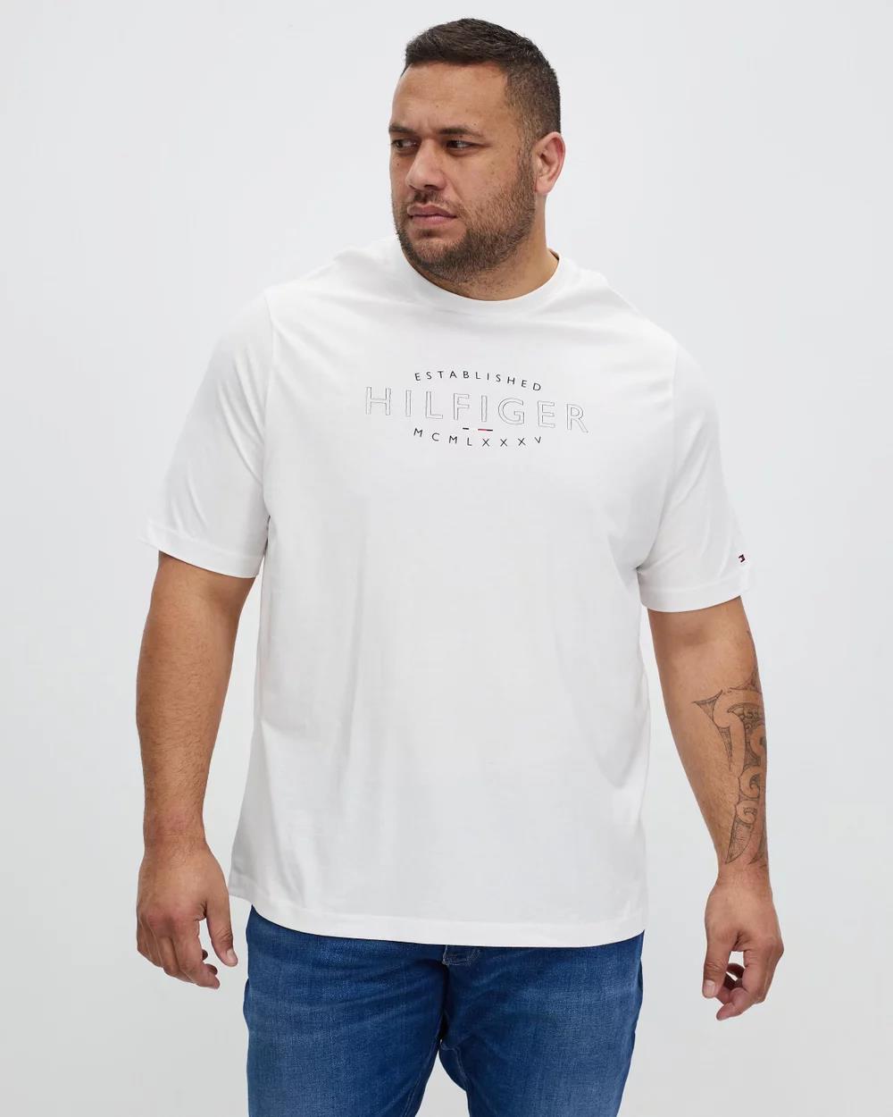 Tommy Hilfiger Mens Curve Logo Tee White