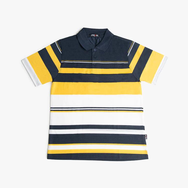 Urban Life Mens Golfer Navy Yellow Stripe