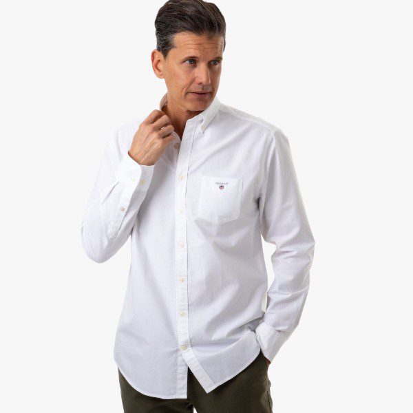 Gant Mens Regular Bs Long Sleeve Shirt White